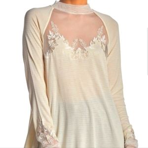 Free People Saheli High Neck Cream Tunic XS/TP